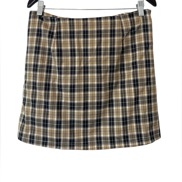 Women’s Plaid Schoolgirl Skirt Brown Faux Button Size L  Clueless Y2K 2000’s - Picture 3 of 8
